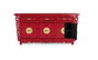 GINER Y COLOMER Buffet en bois de manguier avec 6 portes et 3 tiroirs, Rouge